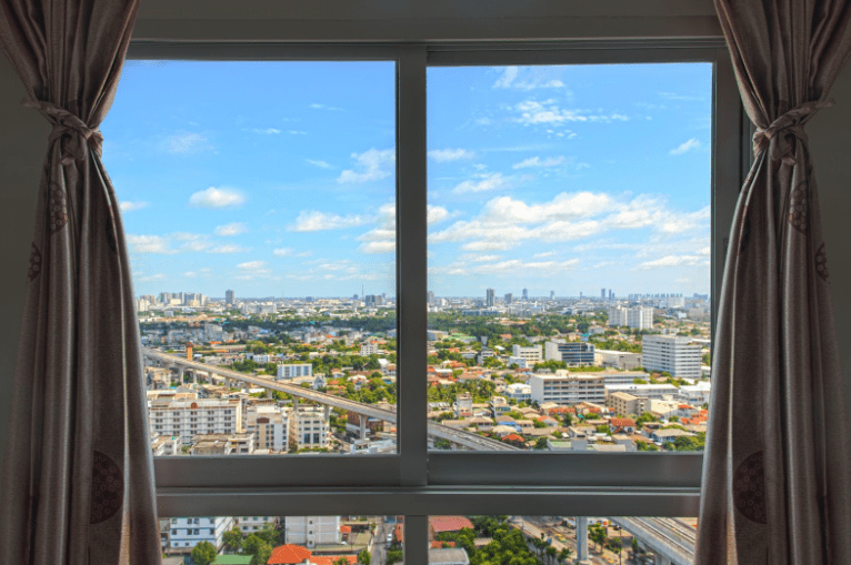 Cityscape View From Modern Window