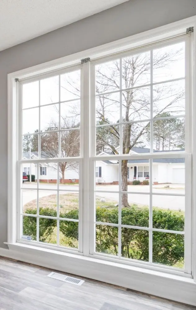 Large Double Windows With Neighborhood Street View