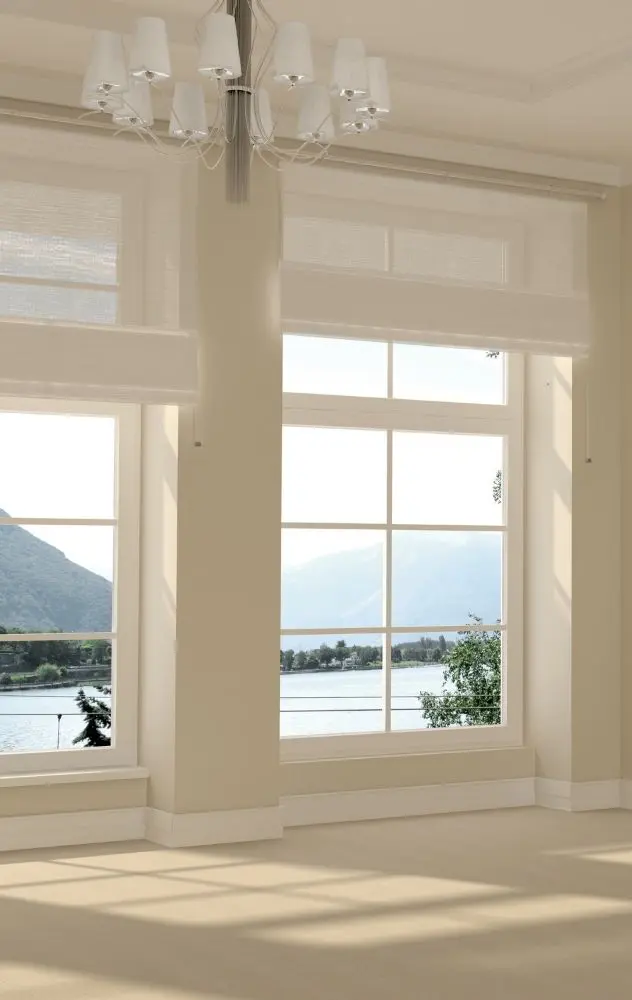 Large Living Room Windows With Mountain Lake View